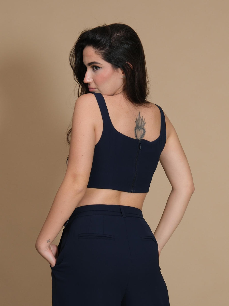 Crop top Imperial blu con scollo quadrato e spalline RFW8IJX BLU Imperial 