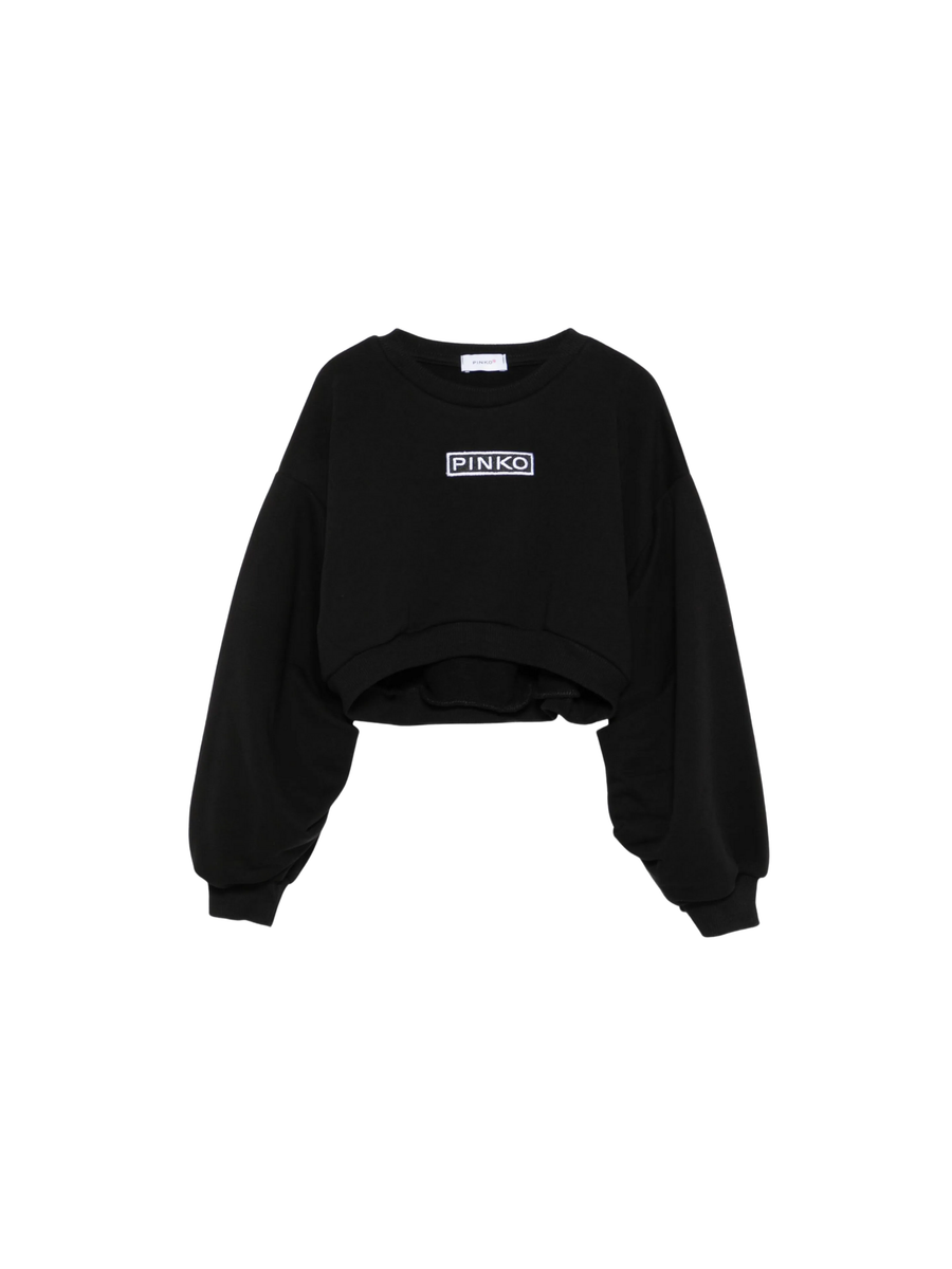 Felpa cropped Pinko nera con logo frontale KFFE012 D852 Pinko 
