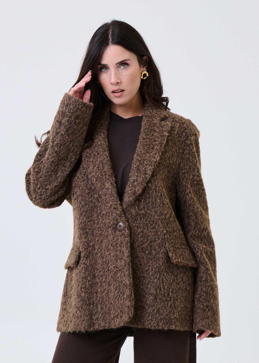 Cappotto Haveone moro in tessuto spazzolato KMIP063 MORO Haveone 