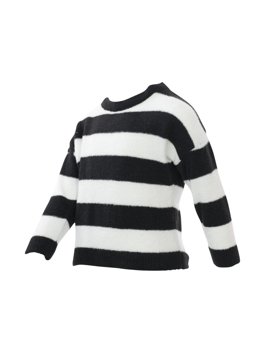 Maglioncino a righe nero e bianco W0365 MILK/BLK kontatto kids 