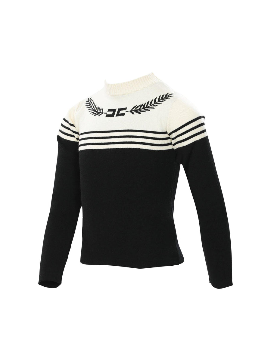 Maglioncino panna e nero mezzo collo EFMA156 D542 Elisabetta Franchi 