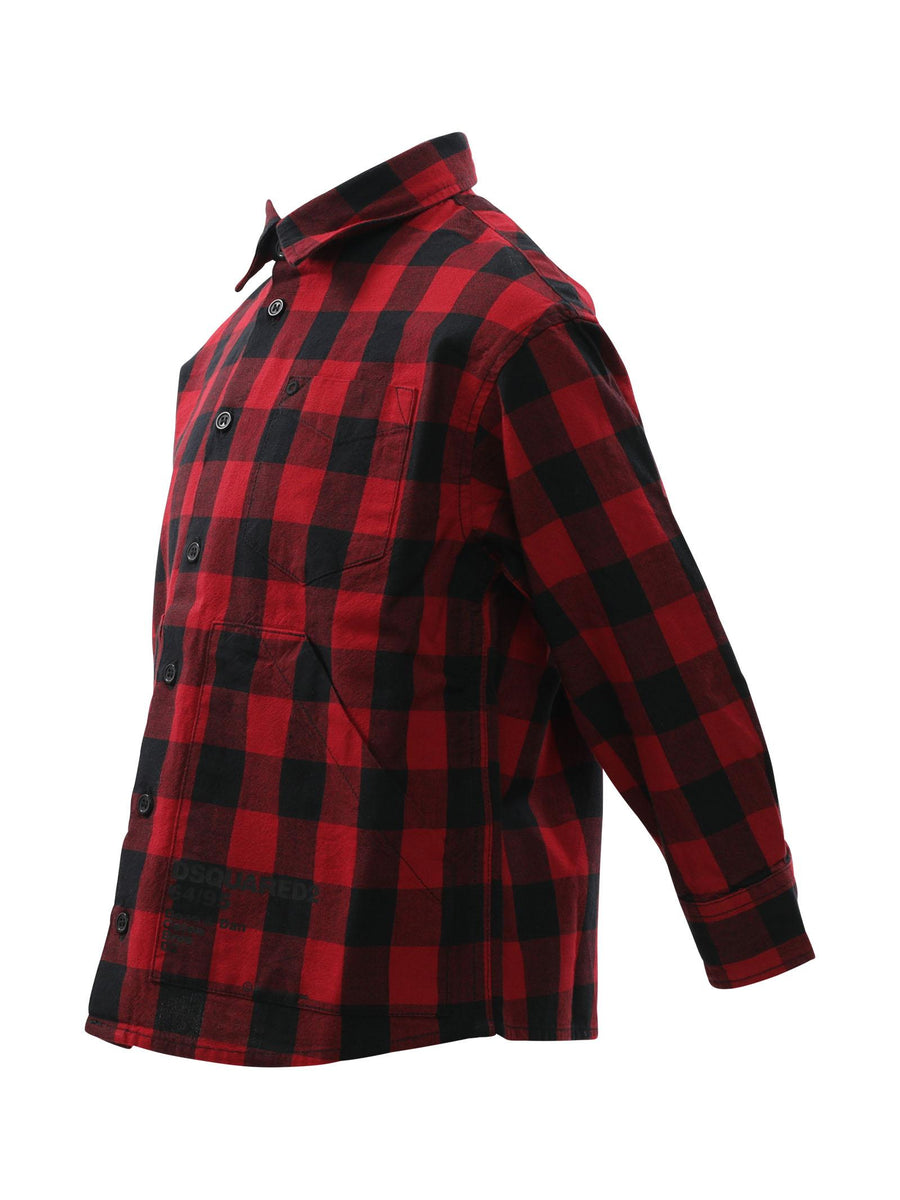 Camicia a quadri rossa e nera DQ1175D0A0M DQ452 Dsquared 
