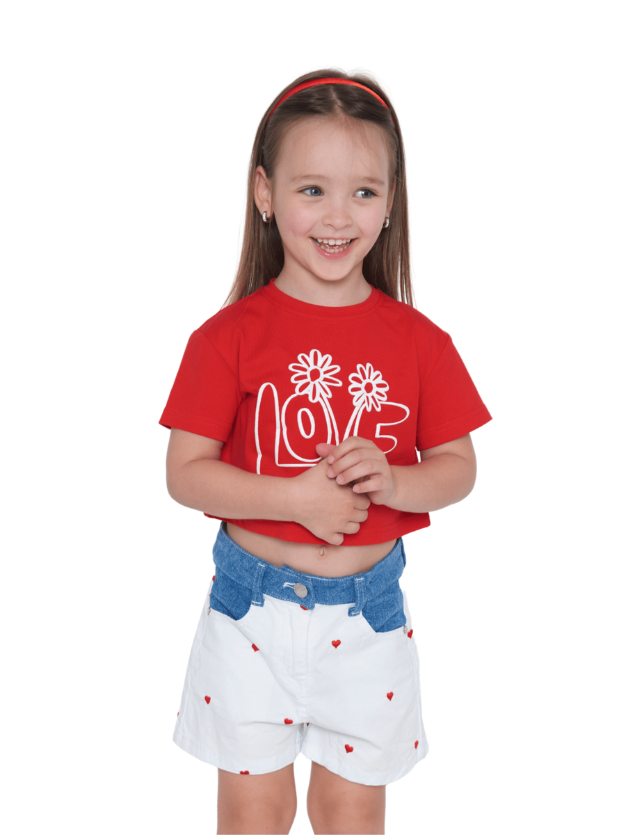 T-Shirt cropped Tobetoo rossa "love" 340TTBS25 ROSSO Tobetoo 