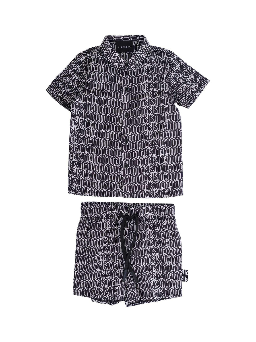 Completo John Richmond bianco e nero con logo gotico all over RIP25071SB GOTIC John Richmond 