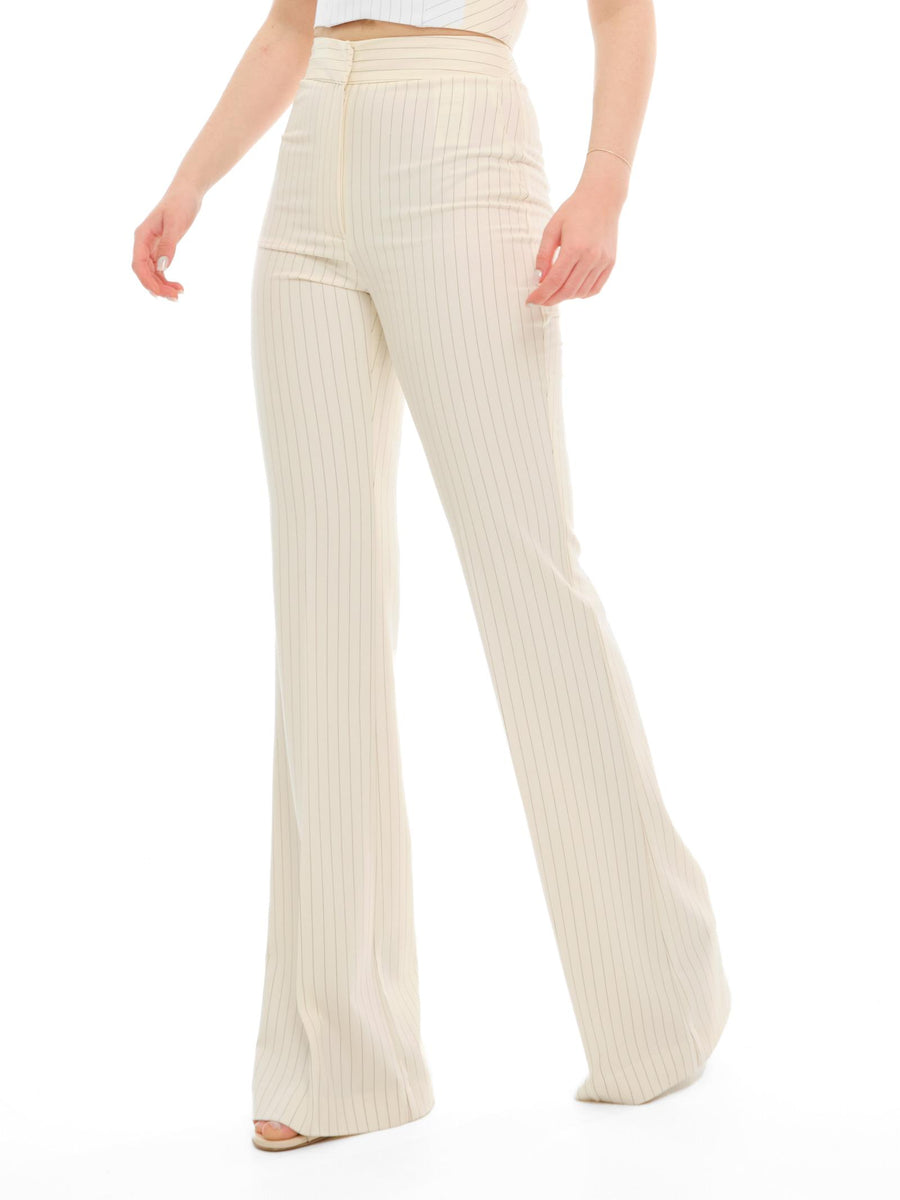 Pantalone "stripe" Silence Limited avorio con righe gessate PA293 CREAM Silence Limited 