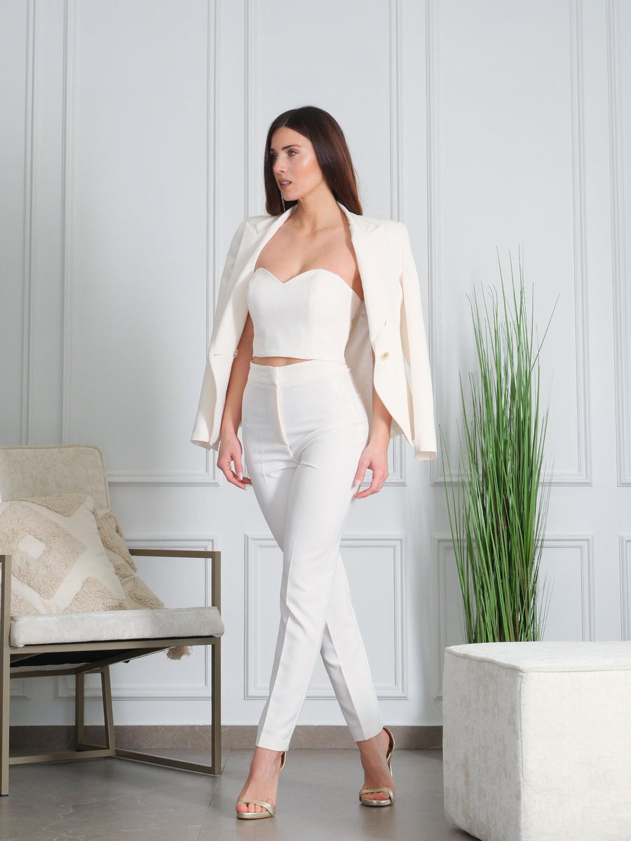 Pantalone slim basic Silence Limited bianco latte PA297 MILK Silence Limited 