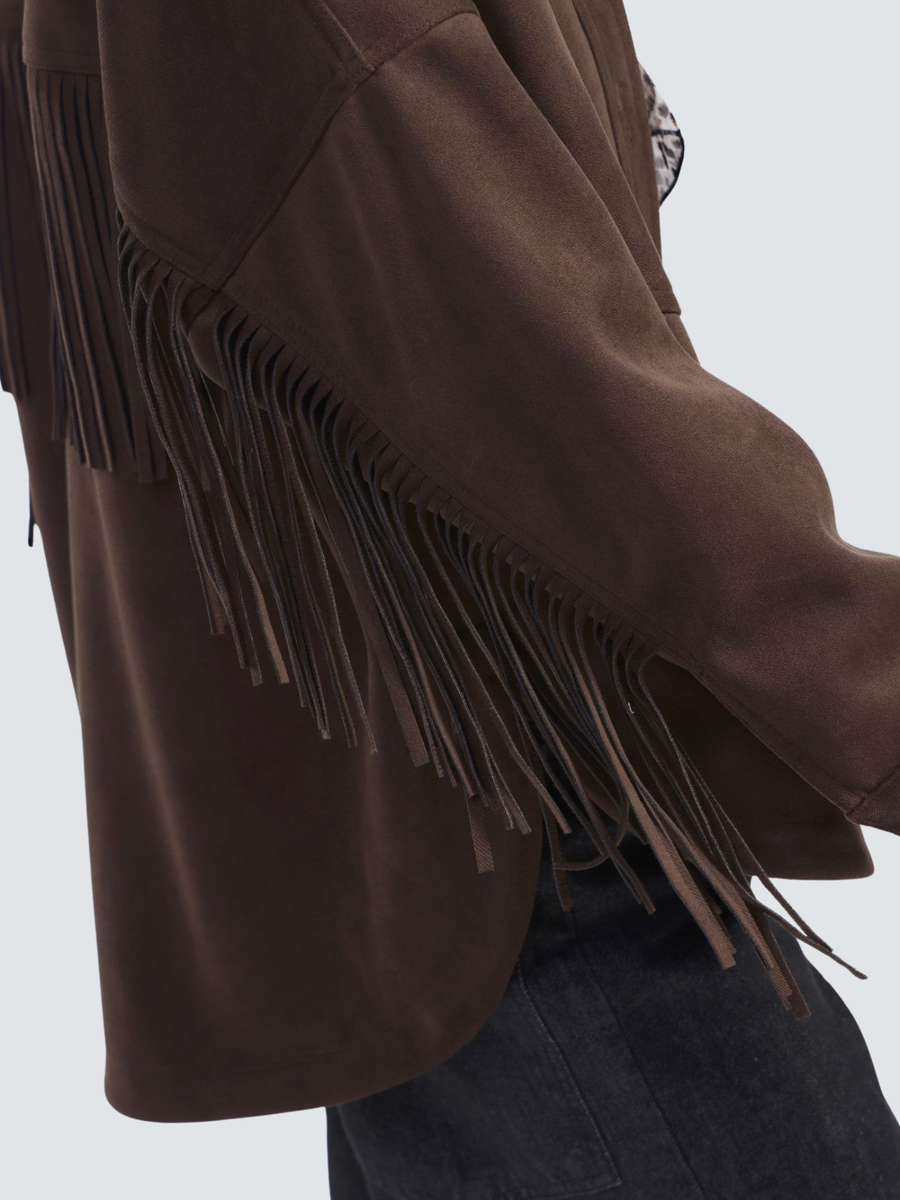 Giubbotto Dixie moro effetto suede con frange JDESKCSA MORO Dixie 