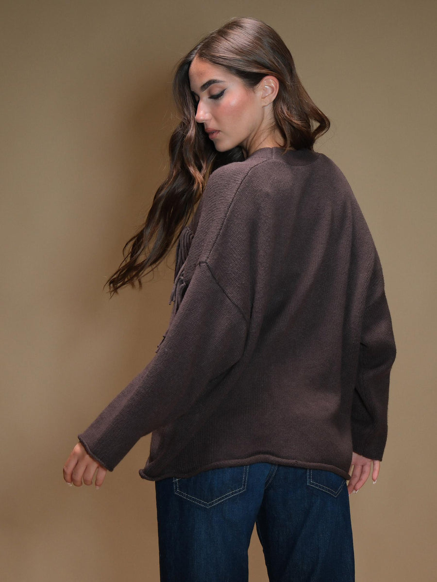 Cardigan Armoire over dettagli frange marrone 5R586A MARRONE Armoire 