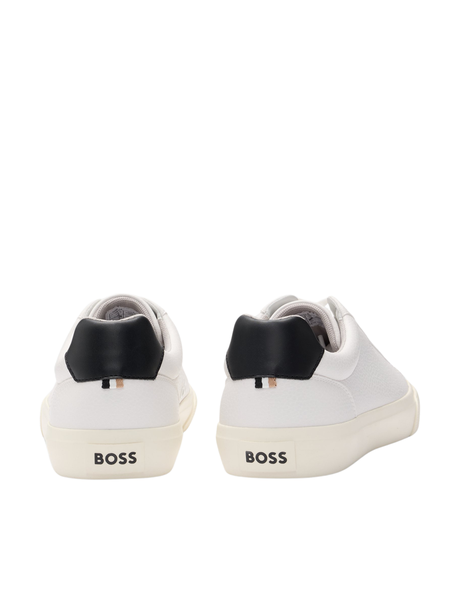 Sneakers Boss bianche in similpelle con tallone a contrasto 50542114 121 Boss 