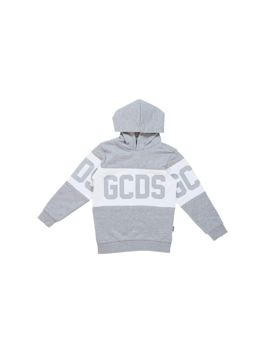 Felpa Gcds grigia con banda orizzontale bianca 1926BA2 93 GCDS 
