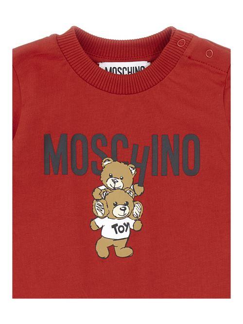 Maglia manica lunga con teddy e logo lettering MMO00RLAA01 50307 Moschino 