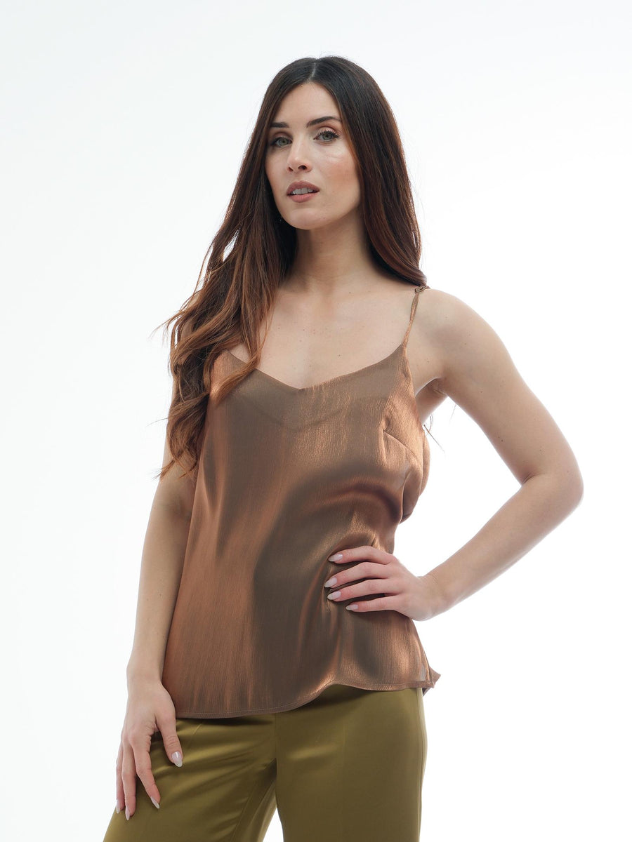 Top Silence Limited bronzo in raso BOU829GRACE BRONZO Silence Limited 