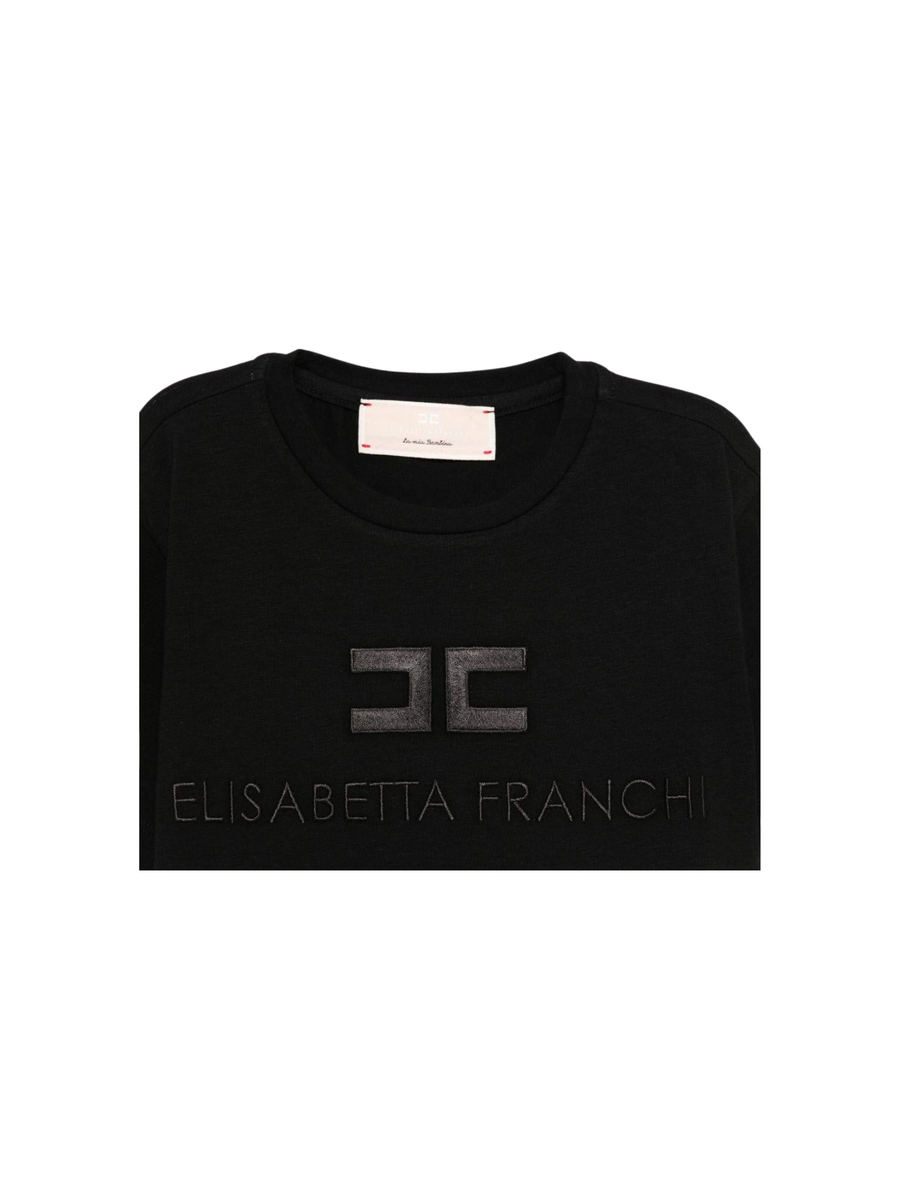T-Shirt Elisabetta Franchi nera con logo in strass EFTS250 N000 Elisabetta Franchi 