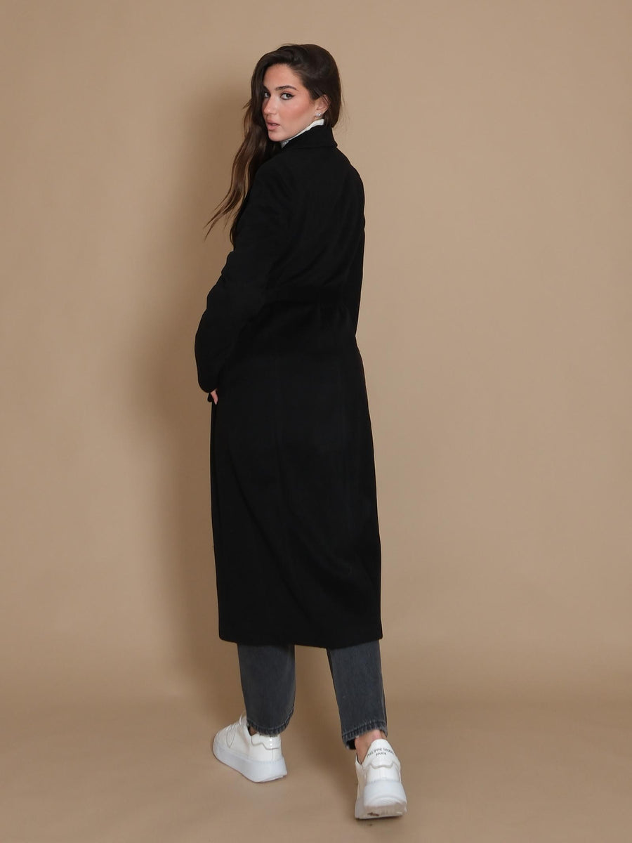 Cappotto Armoire lungo a vestaglia con tasche a filo nero SP196 NERO Armoire 