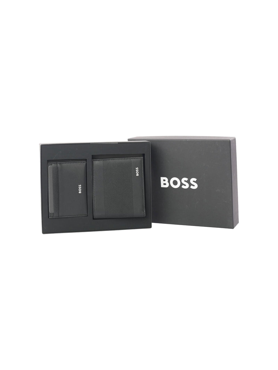 Set portacarte e portafogli nero traforato 50481522 001 Boss 