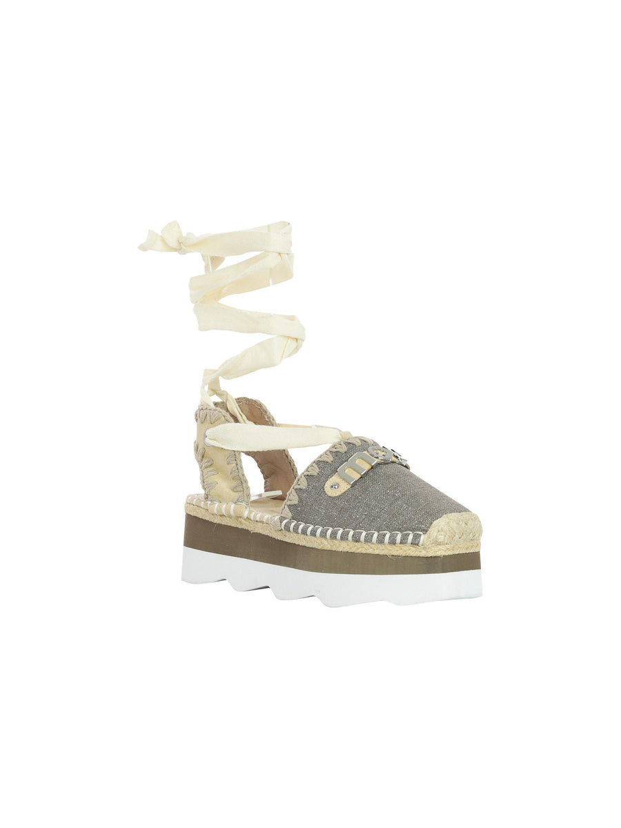 Espadrillas suola alta con logo metallico e glitter SW591000K CHA Mou 