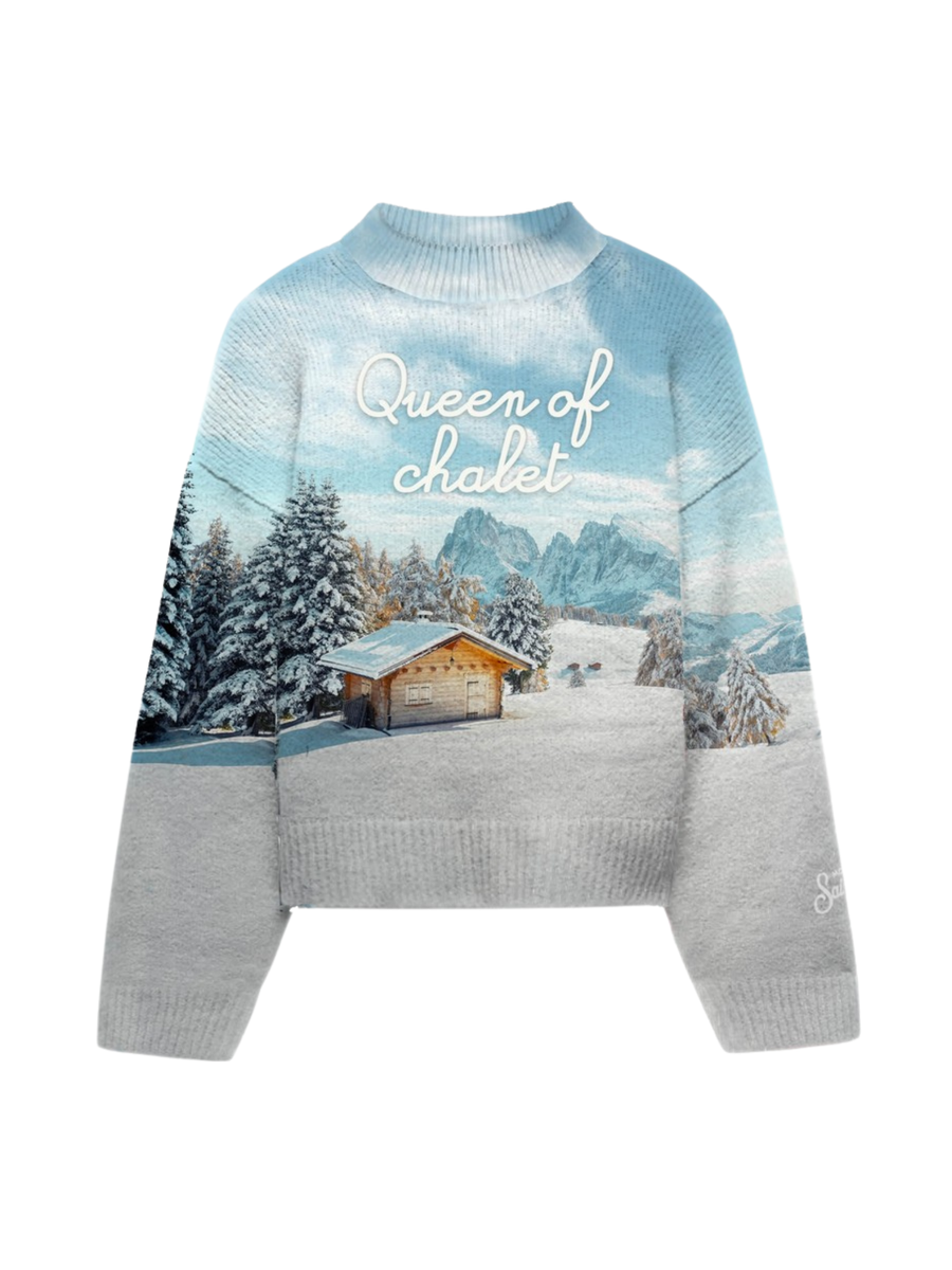 Maglione "louise queen of chalet" Saint Barth azzurro e grigio LOUI001 01733G MC2 SAINT BARTH 