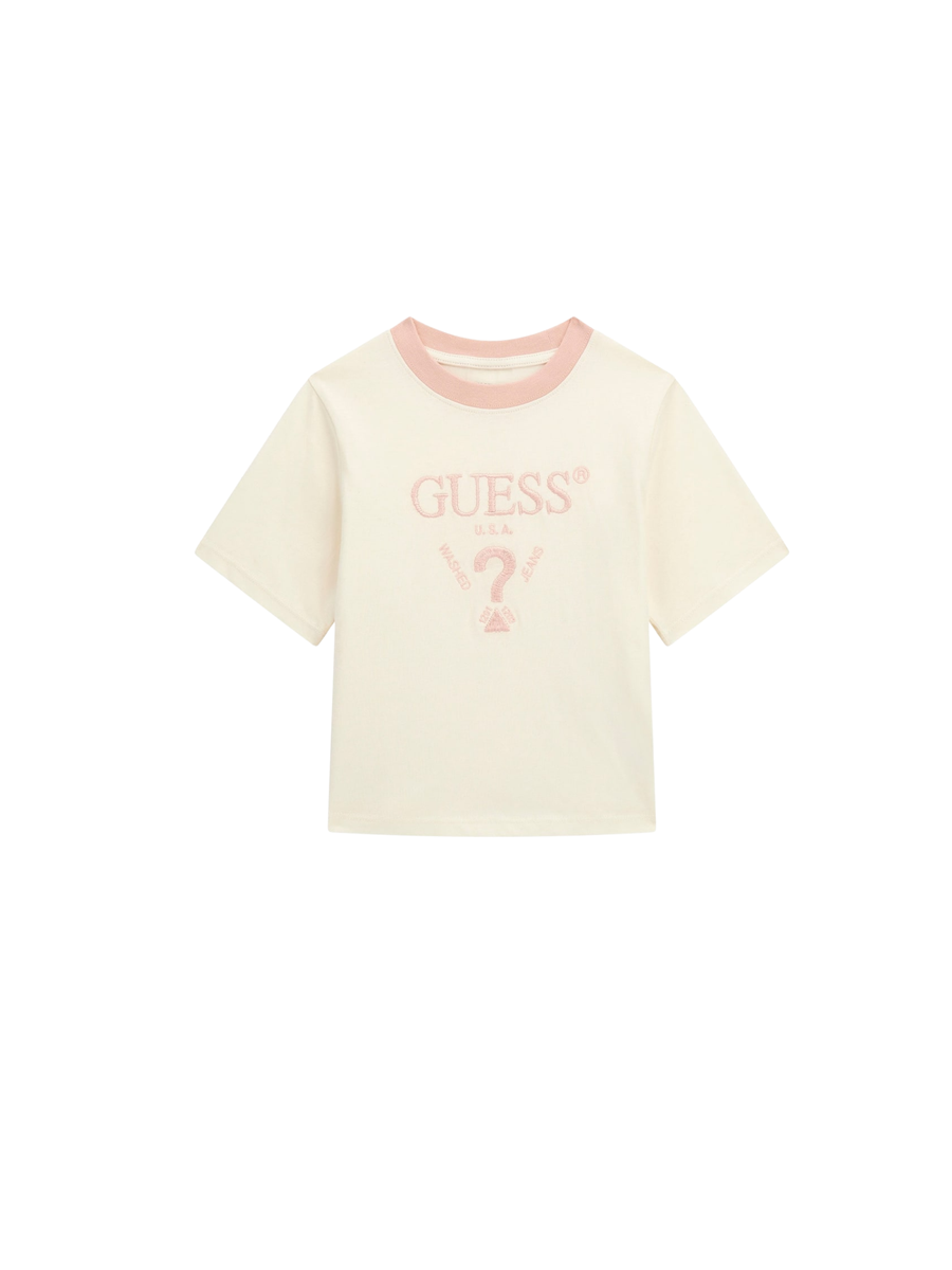 T-Shirt Guess panna con dettagli rosa J5YI44I3Z14 G1O6 Guess 