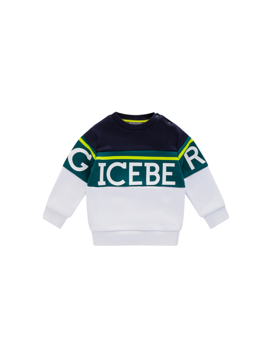Felpa Iceberg blu a blocchi con logo a contrasto MFICE5301B BLU Iceberg 