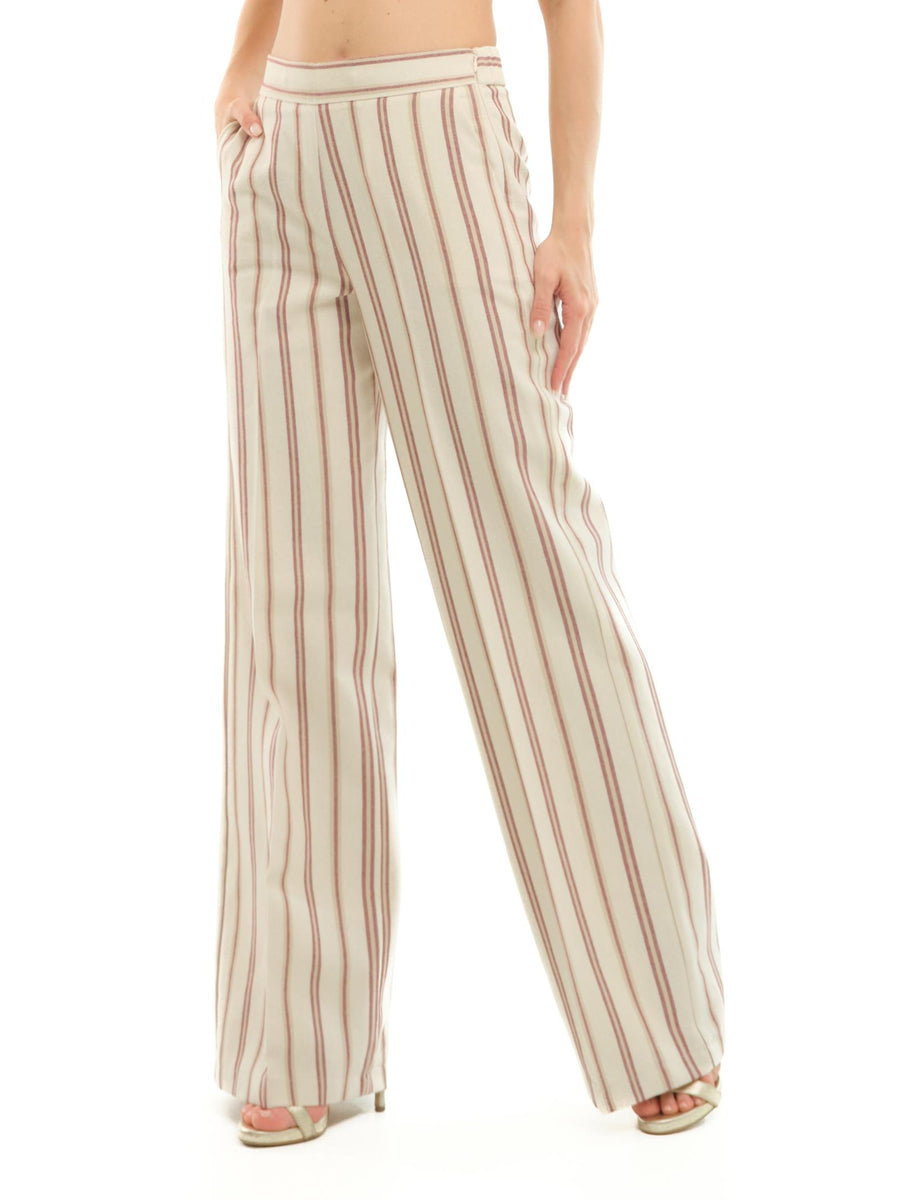 Pantalone a gamba ampia Imperial beige a righe rosa P9990076T BEIGE/ROSSO Imperial 