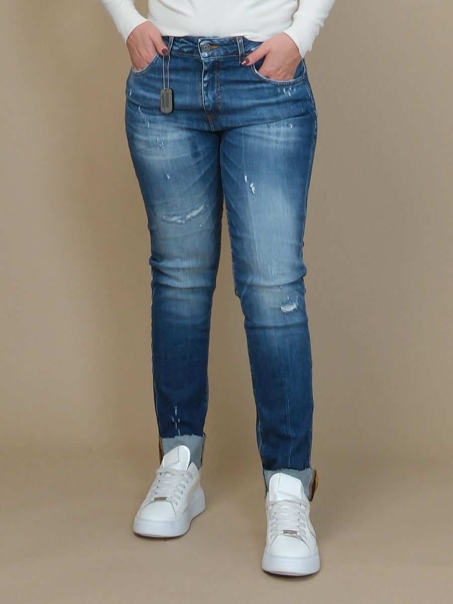 Jeans regular Patriòt blu in denim con risvolto PCNM28 DNM Patriot 