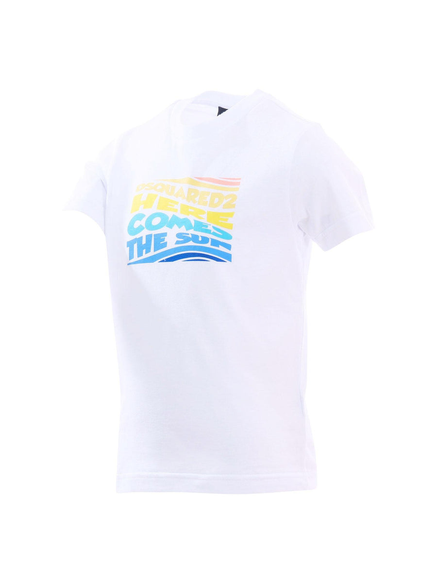 T-Shirt Dsquared bianca "here comes the sun" DQ2781 DQ100 Dsquared 