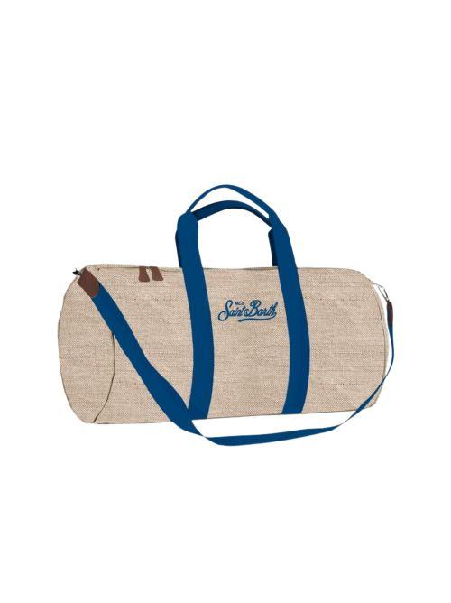 Borsa sportiva MC2 Saint Barth "Jetleg round linen" beige effetto denim JTEL008 01979H MC2 SAINT BARTH 
