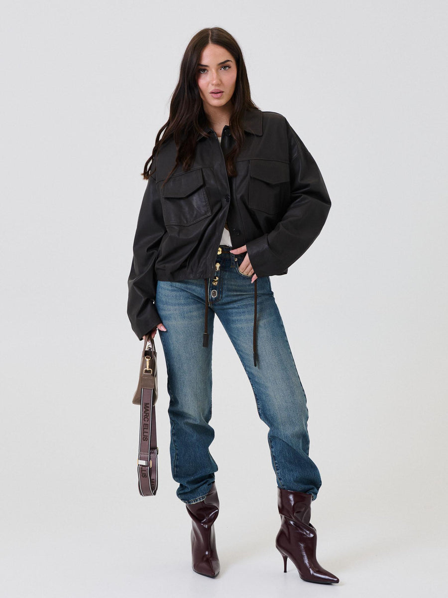 Bomber in pelle Vicolo nero TF0272 FU69 Vicolo 