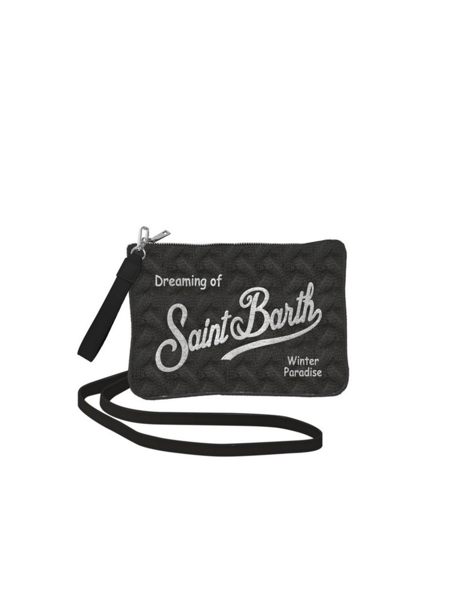 Pochette Parisienne "00ar emb" Saint Barth nera a maglia PAR0029 01341I MC2 SAINT BARTH 