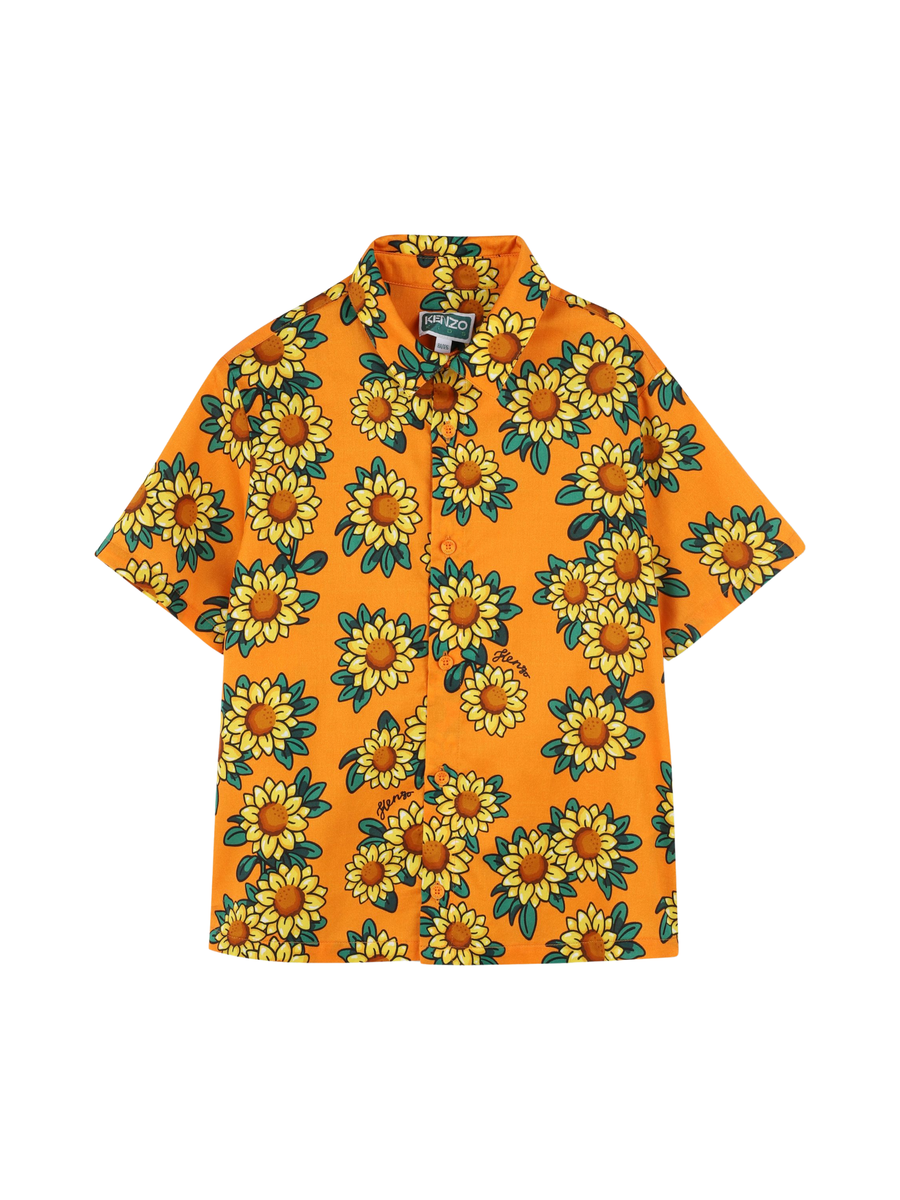 Camicia Kenzo arancione con stampa girasoli all over K61092 423 Kenzo 