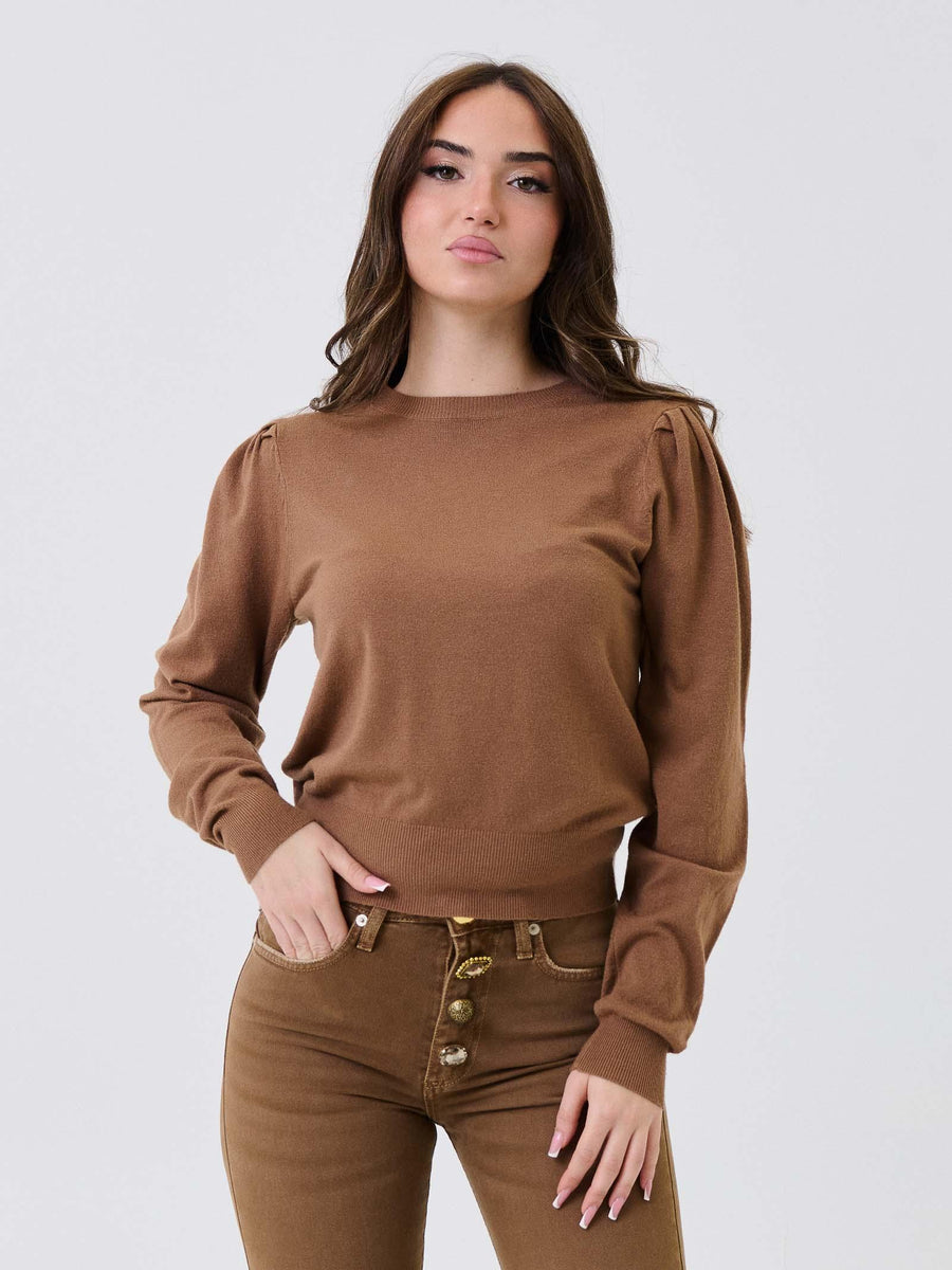 Maglione Armoire marrone con spalle arricciate R2221 CAMOSCIO Armoire 