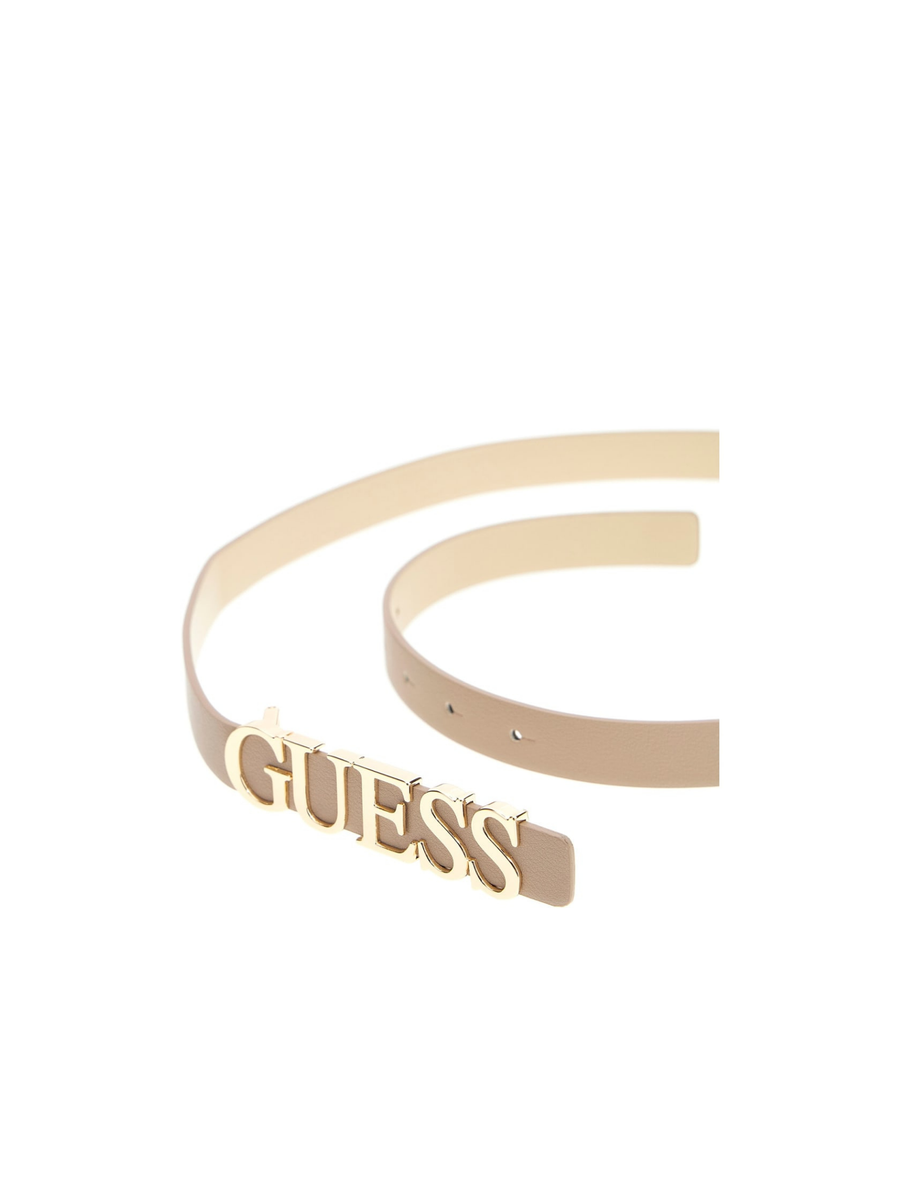 Cintura Guess beige con maxi fibbia logo lettering dorato BW9257P5320 SIT Guess 