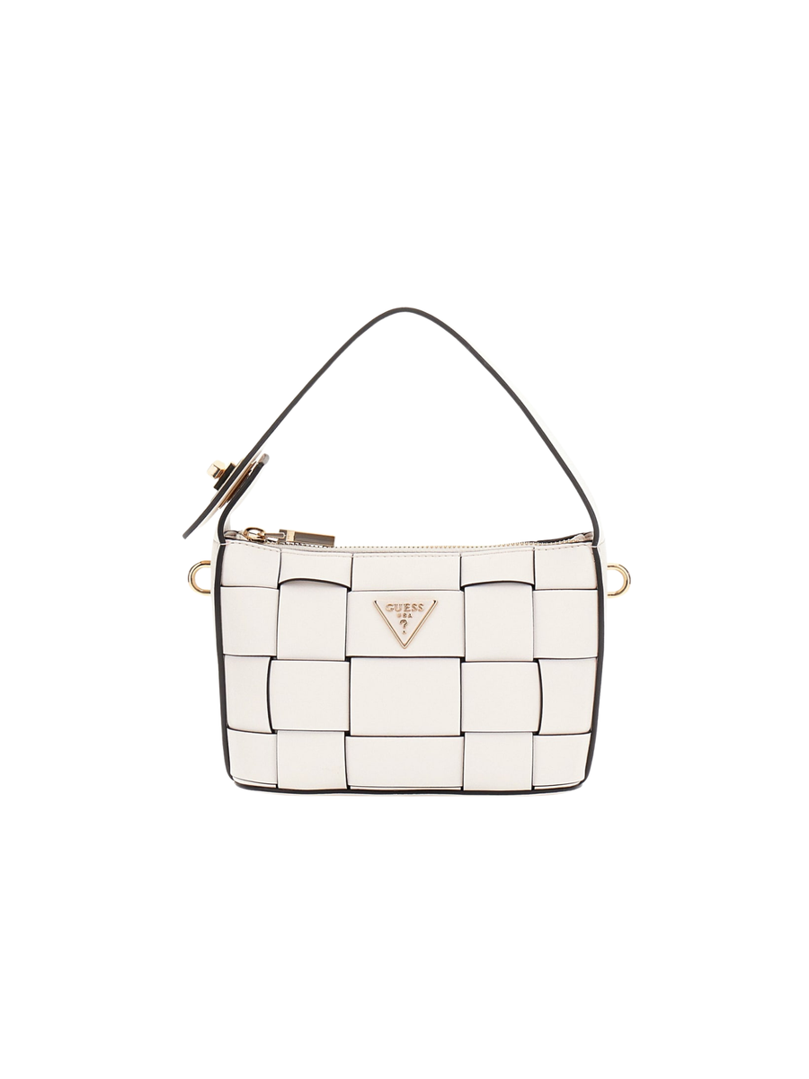 Borsa a spalla Guess bianca intrecciata con logo triangolare HWWG9661720 OFF Guess 
