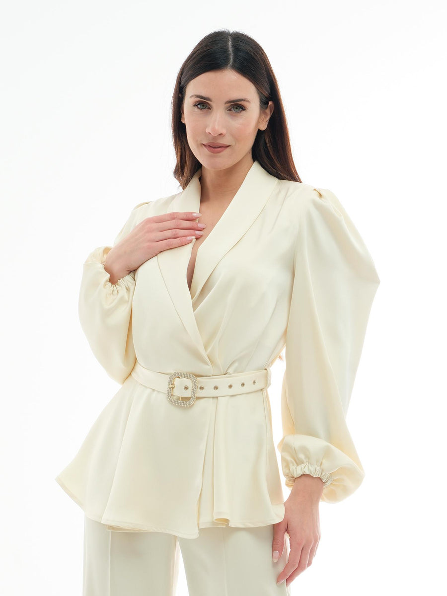 Giacca "kimono strass" Silence Limited crema GIF3 CREAM Silence Limited 
