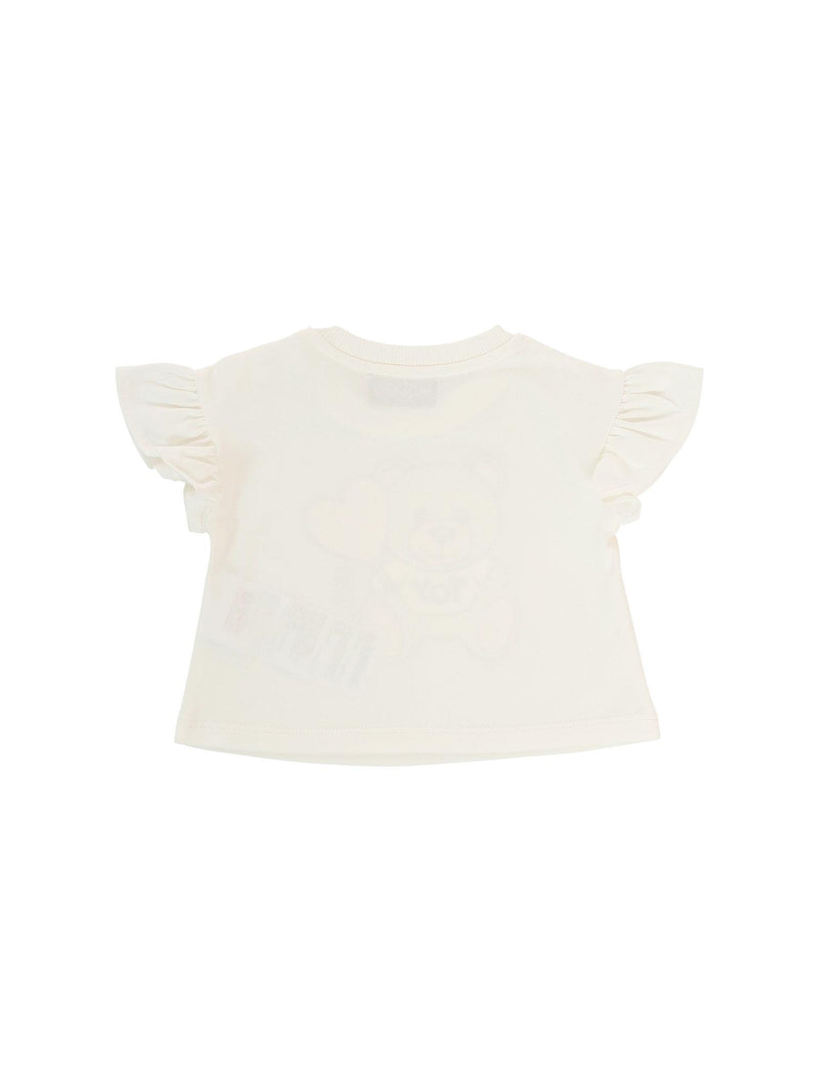 T-Shirt Moschino bianca con stampa teddy toy e cuore fucsia MDM03J 10063 Moschino 
