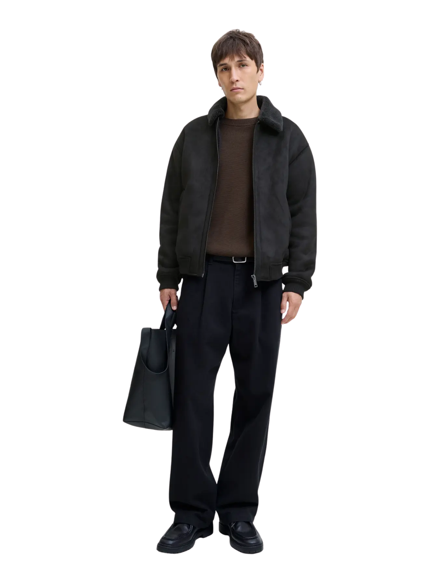 Giubbino Jack & Jones nero con interno in ecopelliccia tono su tono 12282444 Black Jack & Jones 