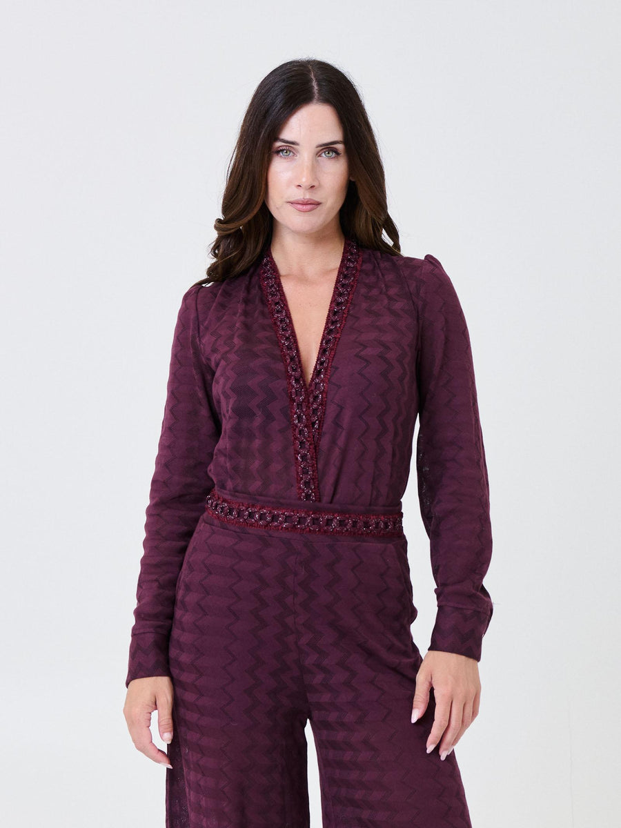 Body semi trasparente Pho Firenze malaga con dettagli intrecciati in filo lurex 4324174 MALAGA PHO FIRENZE 