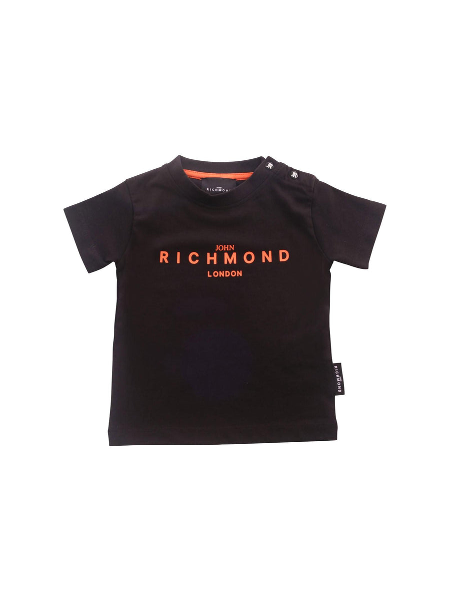 T-Shirt John Richmond nera con logo lettering arancione RIP25014TS BLACK John Richmond 