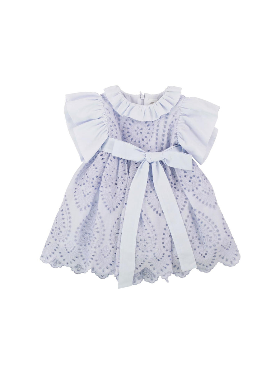 Abito azzurro polvere in pizzo san gallo EM803MC C4 Marlù 