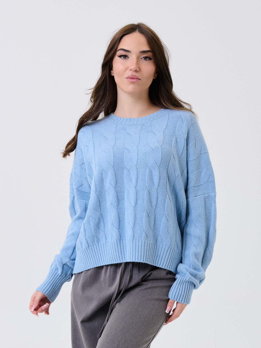 Maglione intrecciato Armoire azzurro con spalle scese 5R72220 MADONNA Armoire 
