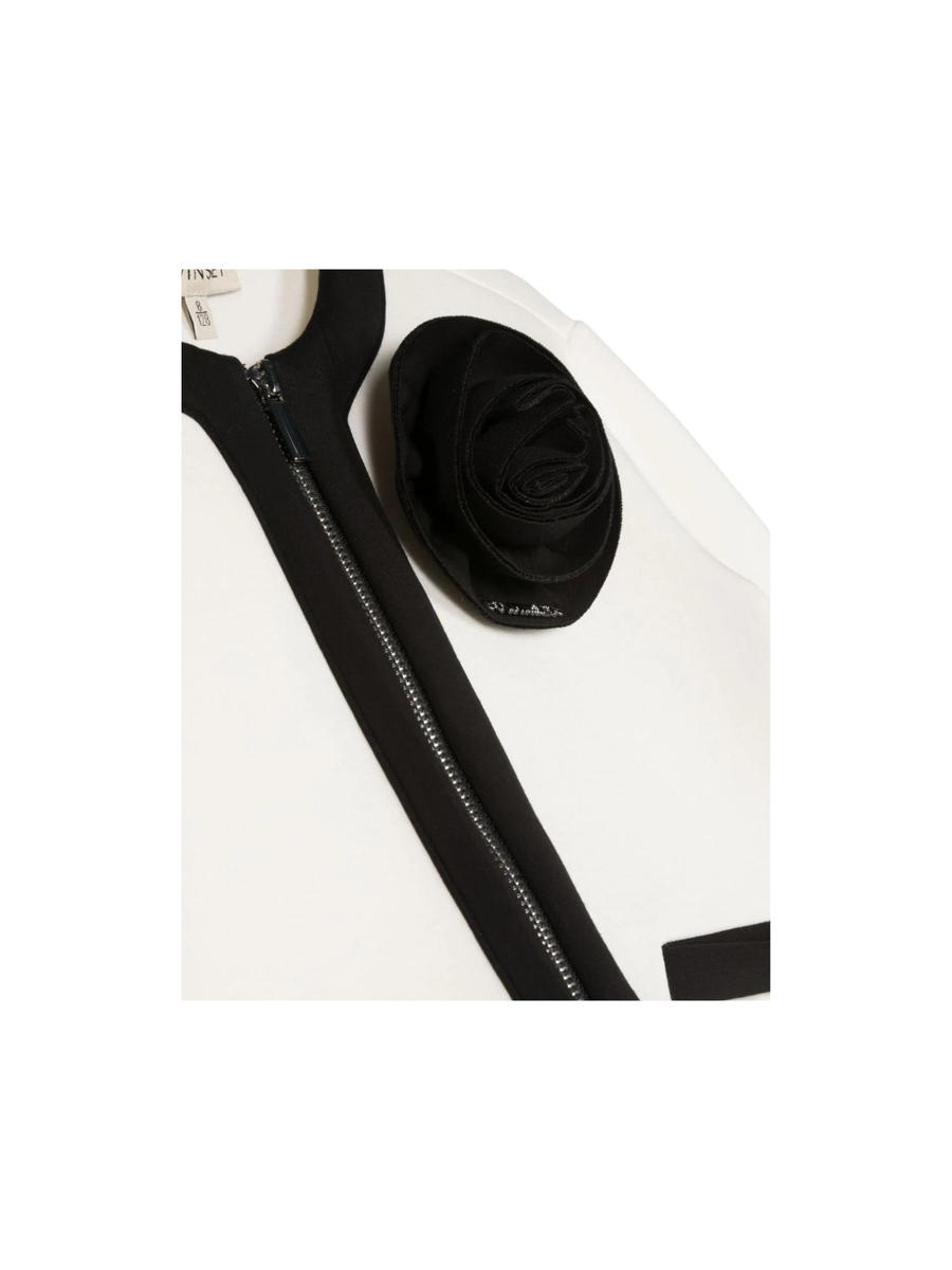 Cardigan con fiore bicolore bianco/nero 232GJ2170 02866 Twinset 