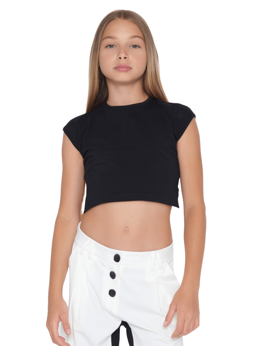T-Shirt cropped Tobetoo nera 130YTFJS25 NERO Tobetoo 