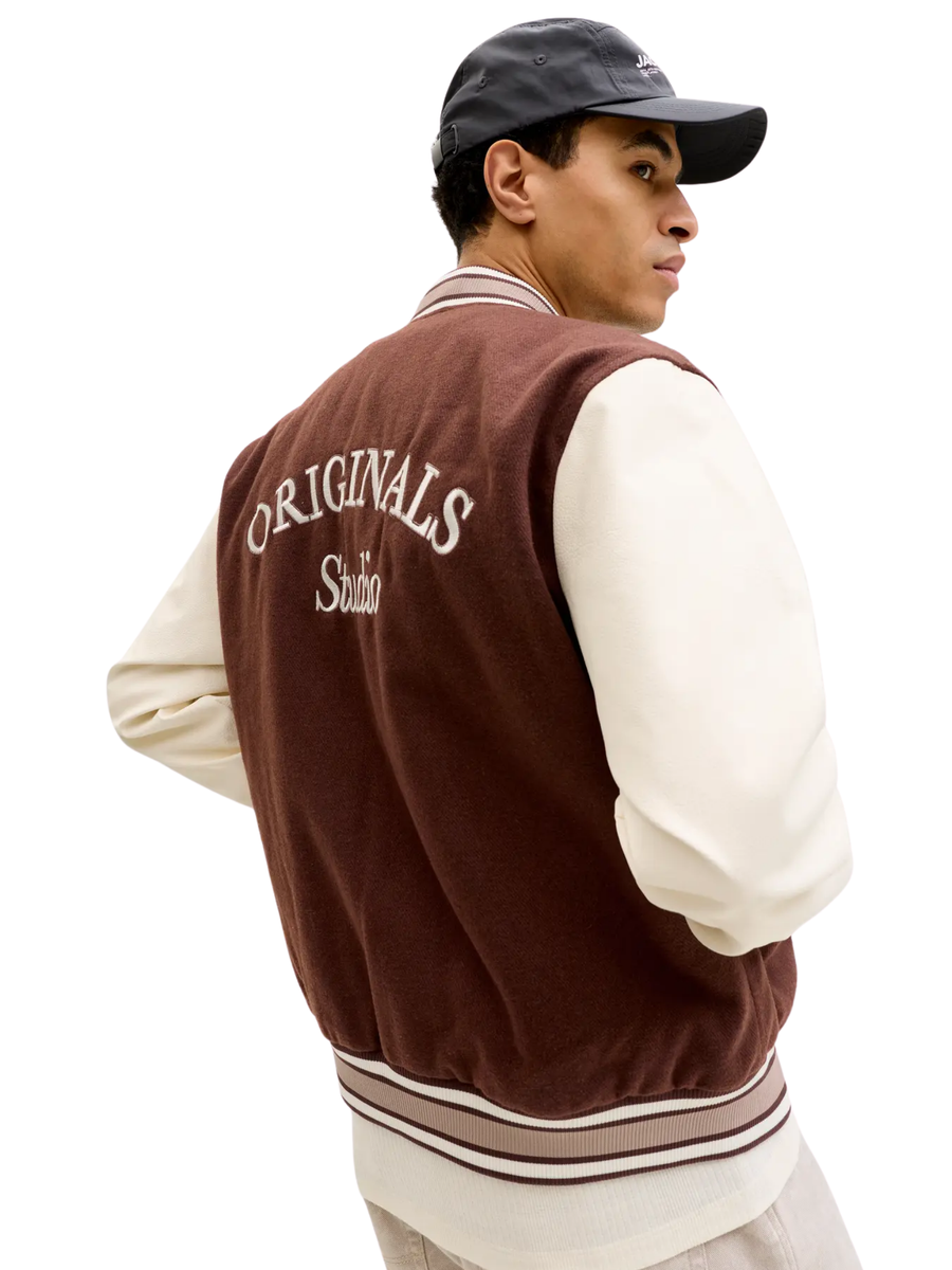 Giubbino college Jack & Jones marrone e panna 12282958 D Mahogany Jack & Jones 