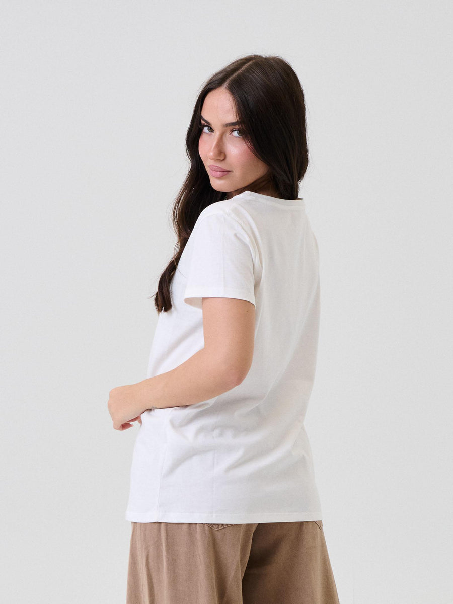 T-Shirt Vicolo bianca con stampa gattino con cappello e occhiali RF0284 BIA Vicolo 