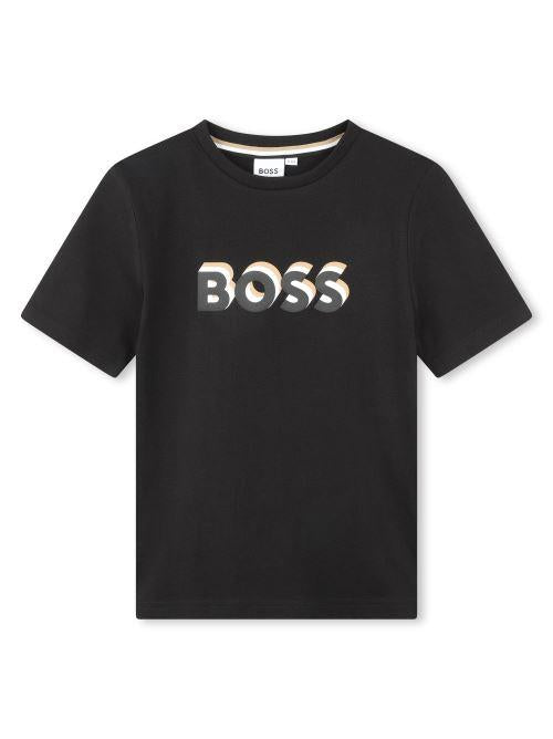 T-shirt logo 3D nera J50723 09B Boss 