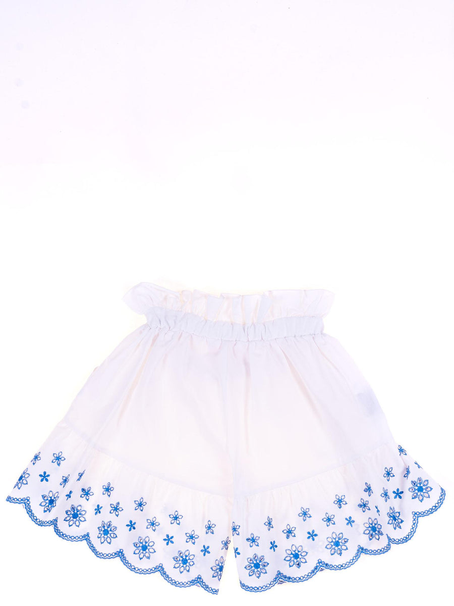 Shorts bianco con ricami BL3772 BIA Miss Blumarine 