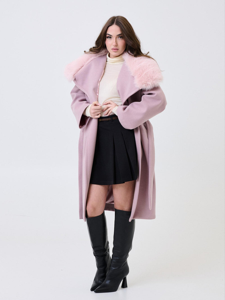 Cappotto Armoire rosa con rever in ecopelliccia EDWINA ROSA Armoire 