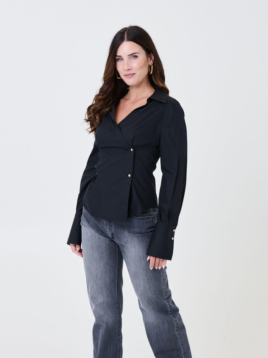 Camicia asimmetrica Imperial nera con chiusura laterale CNC5KFP NERO Imperial 