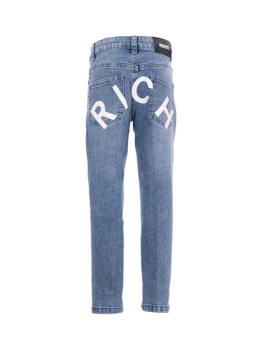 Jeans John Richmond in denim con stampa RICH posteriore RBP25214JE DENIM BLUE John Richmond 