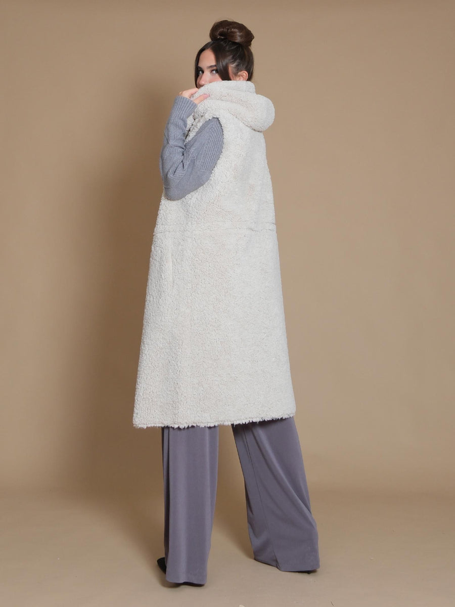 Cappotto Rino&Pelle reversibile bianco teddy cappuccio Ginny.7002411 BIR Rino & Pelle 